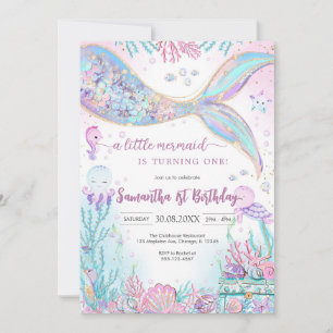 Mermaid Under the Sea Splish Splash Birthday Invitation