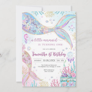 Mermaid Under the Sea Splish Splash Birthday Invitation