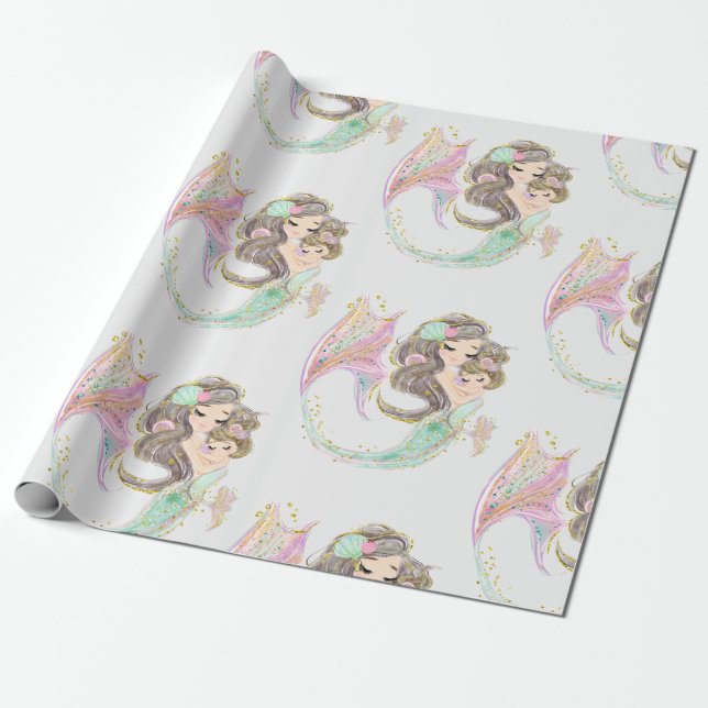 Mermaid Under the sea Wrapping Paper (Unrolled)