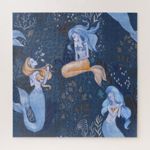 Mermaid Underwater Sea Seamless Illustration Jigsaw Puzzle