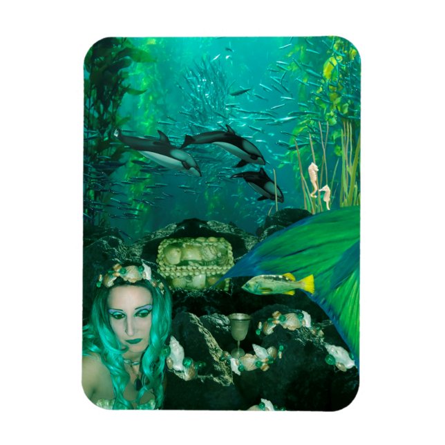 Mermaid Underwater Treasures Photo Magnet (Vertical)