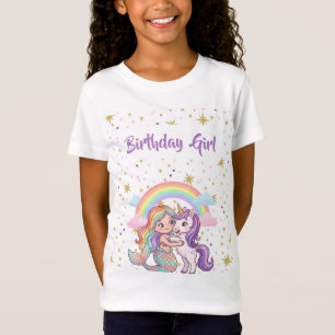 Mermaid Unicorn Birthday Girl T-Shirt