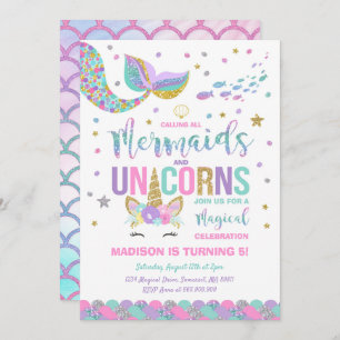 Mermaid & Unicorn Birthday Invitation Magic Party