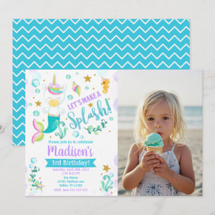 Mermaid Unicorn Birthday Invitation Mermicorn