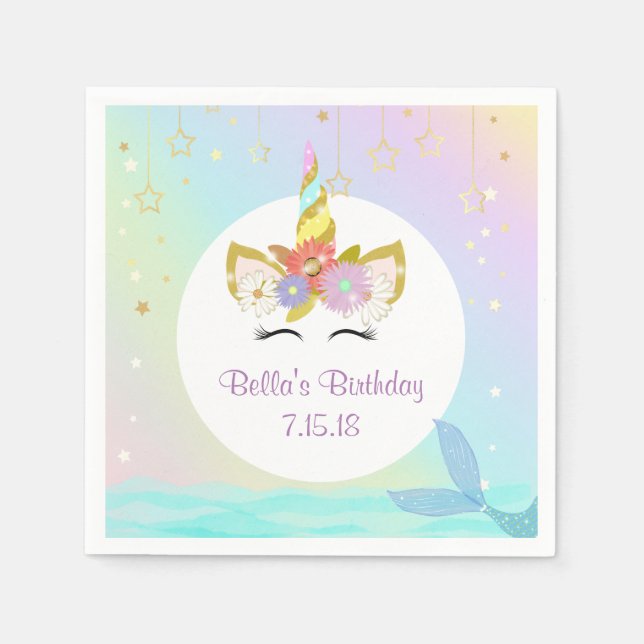 Mermaid Unicorn Paper Napkins (Front)