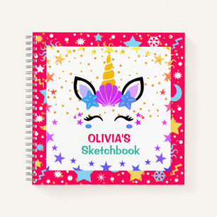 Mermaid Unicorn Personalised Kids Sketchbook Notebook