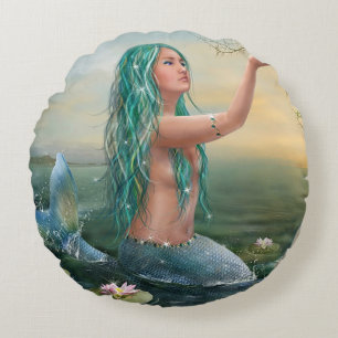 mermaid & unicorn round cushion