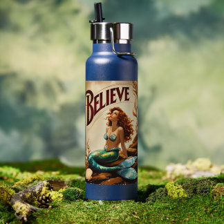 Mermaid Vintage Believe Ocean Myth  Water Bottle