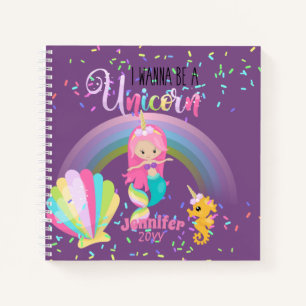 Mermaid Wanna Be A Unicorn Girls Journals