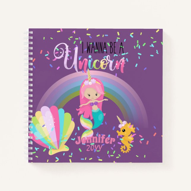 Mermaid Wanna Be A Unicorn Girls Journals (Front)