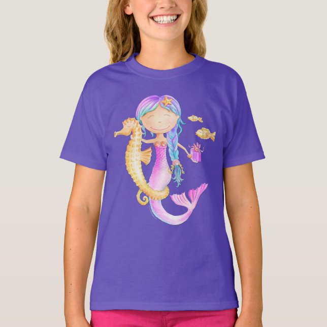 Mermaid watercolor art t-shirt (Front)