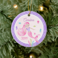 Mermaid Watercolor Pink & Purple Keepsake