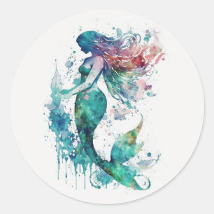 Mermaid watercolor sticker