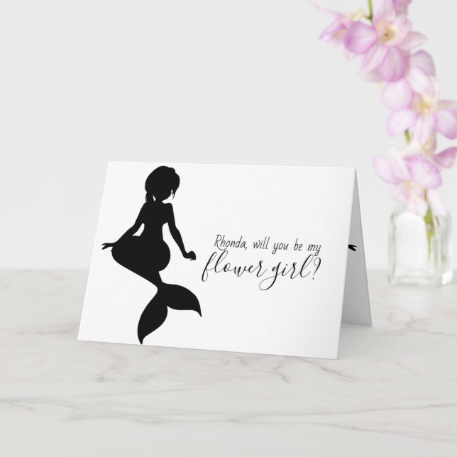 Mermaid Wedding Will You Be My flower girl Card (Orchid)