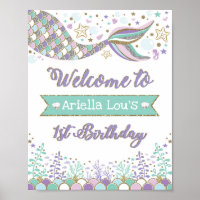 Mermaid Welcome Sign 1st Birthday Decor Sea Ocean