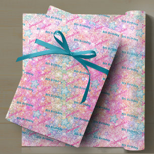 Mermaid whimsical colourful birthday custom wrapping paper