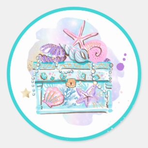 Mermaid Whimsical Under The Sea Birthday Party Classic Round Sticker