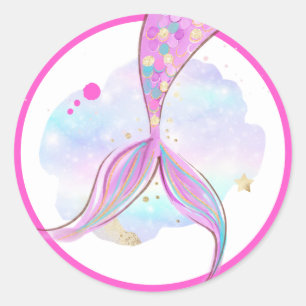 Mermaid Whimsical Under The Sea Birthday Party  Classic Round Sticker