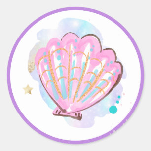 Mermaid Whimsical Under The Sea Birthday Party Classic Round Sticker