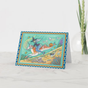 MERMAID WITCH, UNICORN FANTASY GREETING CARD Verse
