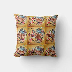 Mermaid with a Sea Shell Drawing Cushion