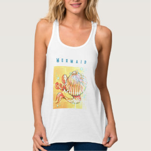 Mermaid with a Sea Shell Drawing Singlet
