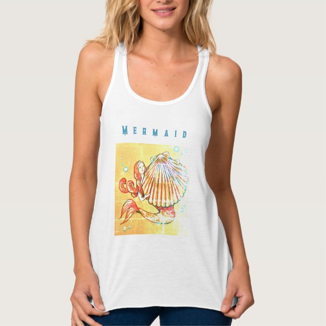 Mermaid with a Sea Shell Drawing Singlet (Front)