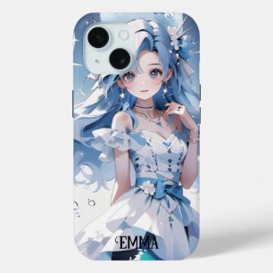 Mermaid with Blue Hair in a Blue Dress Custom Name iPhone 15 Case