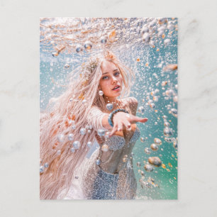 Mermaid with Bubbles in Underwater Scene Holiday Postcard