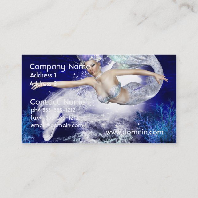 Mermaid with Dolphin Business Cards (Front)