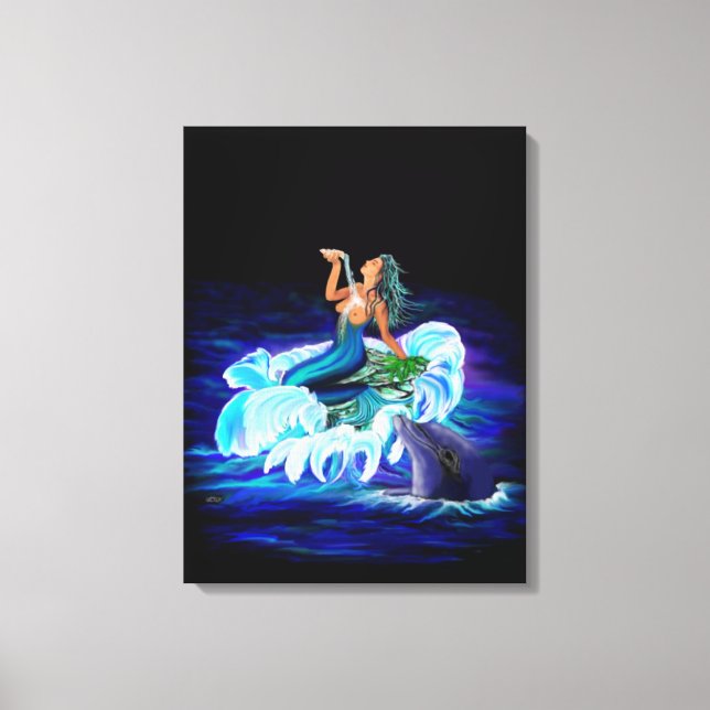 Mermaid with Dolphin Canvas Print (Front)