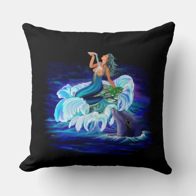 Mermaid with Dolphin Cushion (Front)
