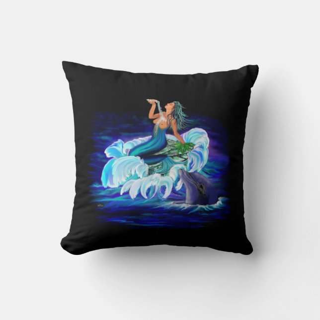 Mermaid with Dolphin Cushion (Front)