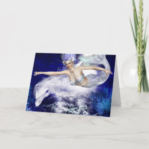 Mermaid with Dolphin Greeting Card