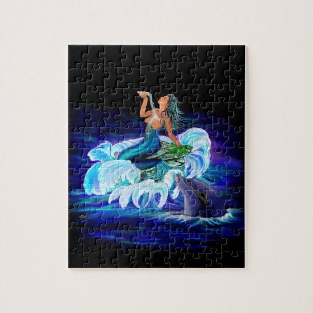 Mermaid with Dolphin Jigsaw Puzzle (Vertical)