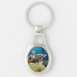 Mermaid with Dolphin Key Ring