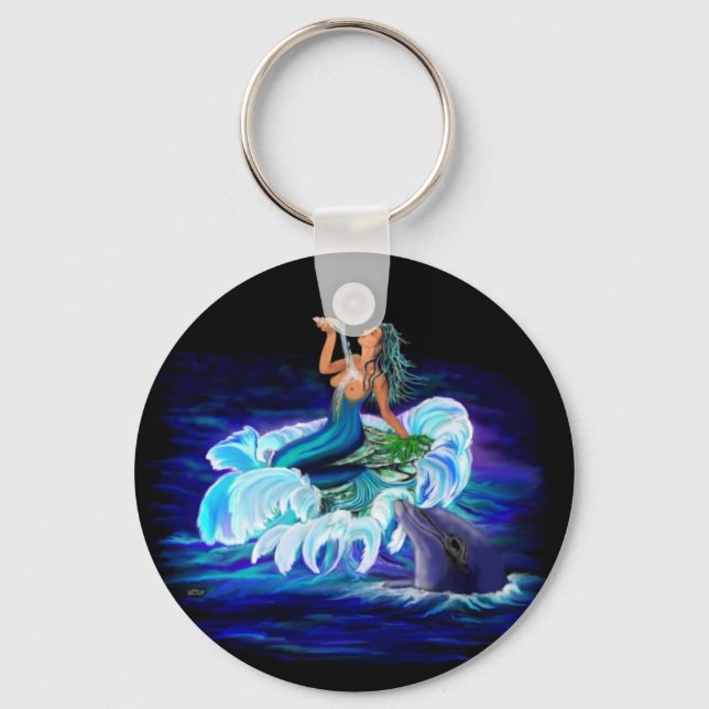 Mermaid with Dolphin Key Ring (Front)