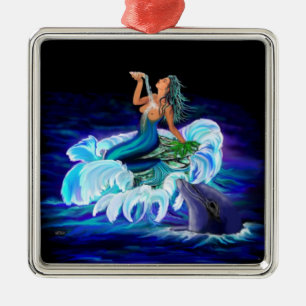 Mermaid with Dolphin Metal Tree Decoration