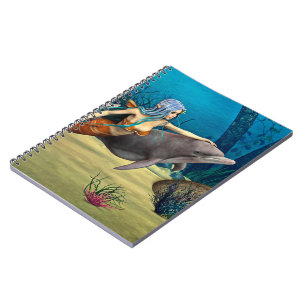 Mermaid with Dolphin Spiral Notebook