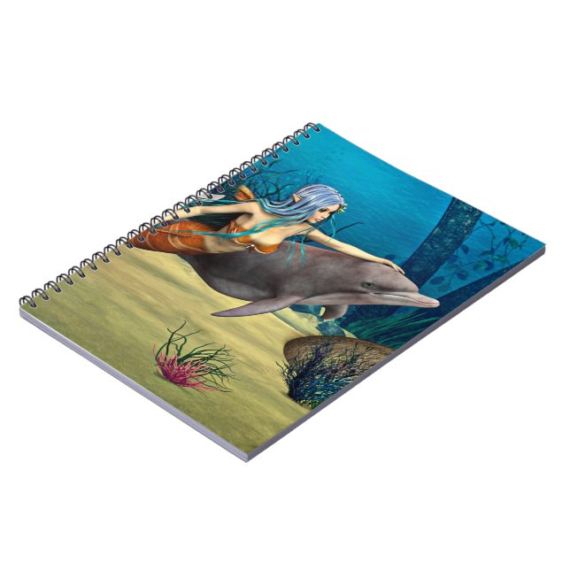 Mermaid with Dolphin Spiral Notebook (Left Side)