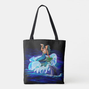 Mermaid with Dolphin Tote Bag