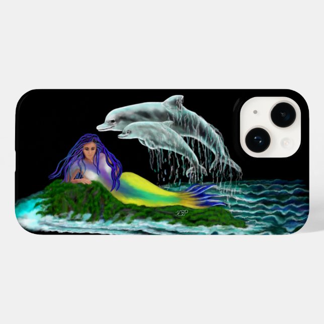 Mermaid with Dolphins Case-Mate iPhone Case (Back (Horizontal))