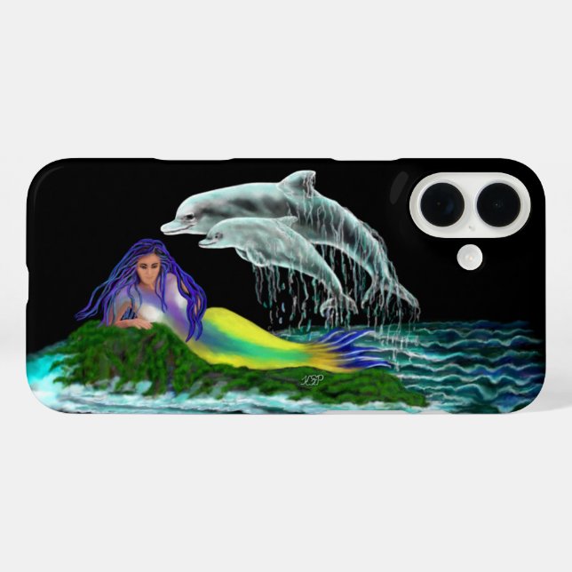 Mermaid with Dolphins Case-Mate iPhone Case (Back (Horizontal))