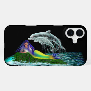 Mermaid with Dolphins iPhone 16 Plus Case
