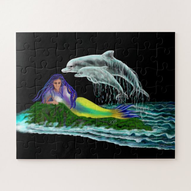 Mermaid with Dolphins Jigsaw Puzzle (Horizontal)