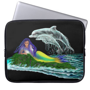 Mermaid with Dolphins Laptop Sleeve