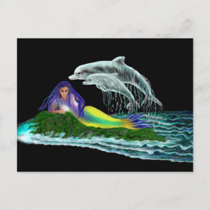 Mermaid with Dolphins Postcard
