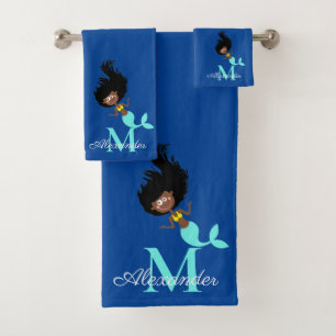 Mermaid with Dreadlocks hair Girl  Bath Towel Set