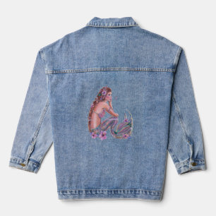 mermaid with flowers by Renee Lavoie Denim Jacket