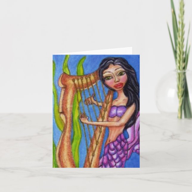 Mermaid With Harp Notecard (Front)
